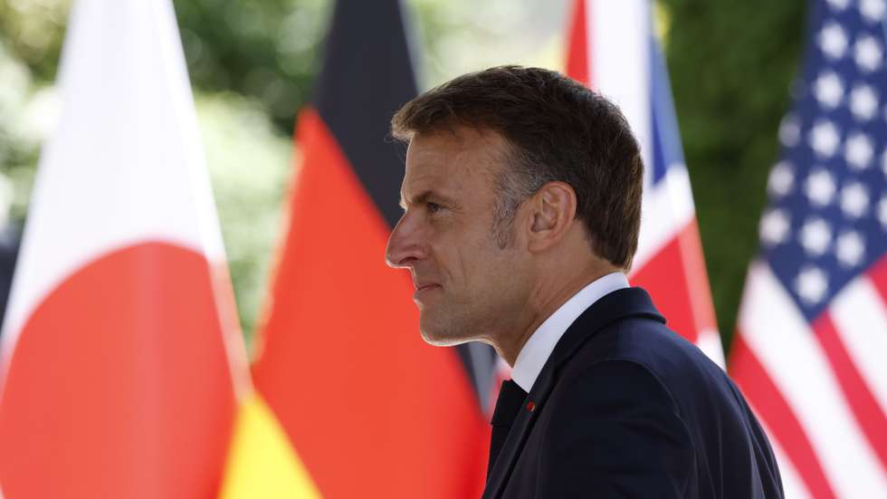 epa13038491 French President Emmanuel Macron arrives to the Hotel Royal ahead of the G7 summit in Evian-les-Bains, France, 15 June 2026. The 52nd G7 Summit will take place from 15 to 17 June 2026 in Evian-les-Bains on Lake Geneva.  EPA/YOAN VALAT