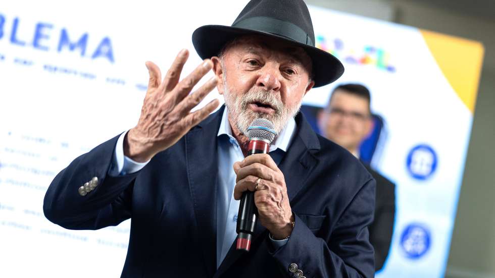 epa13059377 Brazilian President Luiz Inacio Lula da Silva speaks during the launch of a new phase of the National Safe Cell Phone Program at Guarulhos Air Base in Guarulhos, Brazil, 23 June 2026. Lula da Silva signed a decree allowing authorities to restrict stolen, robbed or lost cell phones, a measure aimed at curbing a crime with nearly one million reports per year, according to officials.  EPA/ISAAC FONTANA