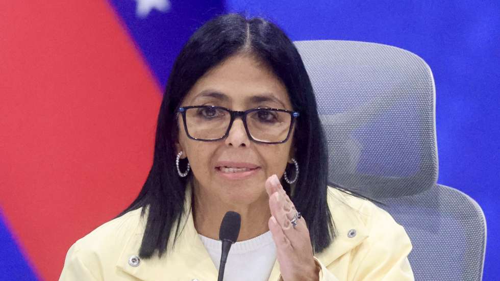 epa13082095 Acting President of Venezuela, Delcy Rodriguez, speaks during a press conference, where she thanked the 147 countries and 'international artists, including Bad Bunny among others, who sent aid' after the double earthquake, in Caracas, Venezuela, 02 July 2026. The death toll stands at at least 2,595, while the number of injured is 12,400, Rodriguez reported.  EPA/IVAN CARDENAS
