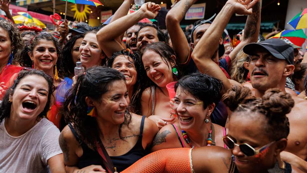 epaselect epa12681348 People dance with the Boi da Macuca street troupe, traditional in Olinda, participating for the first time in the Sao Paulo street carnival, in Sao Paulo, Brazil, 25 January 2026.  EPA/Isaac Fontana