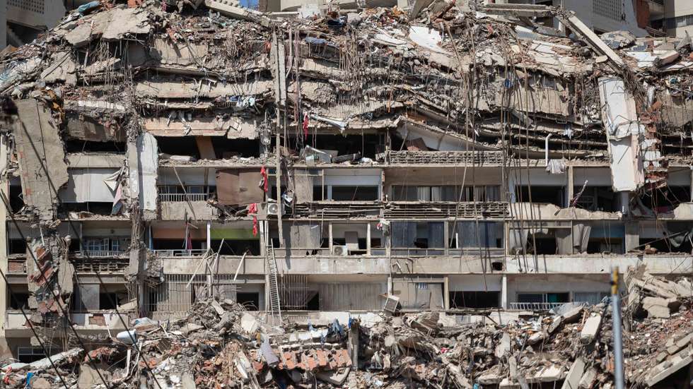 epa13138542 A photograph showing buildings that collapsed as a result of the 7.2 and 7.5 magnitude earthquakes on June 24, which have caused extensive damage to homes, economic assets, businesses, and other types of structures, as well as loss of life the death toll of which is still being updated, in Catia La Mar, Venezuela, 28 July 2026.  EPA/Ronald Pena R