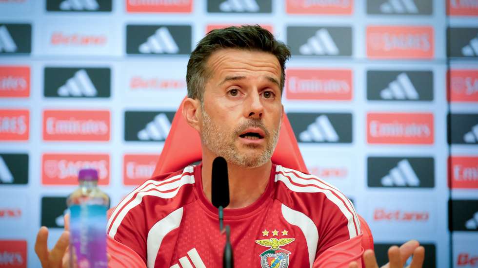 Benfica head coach Marco Silva during a press conference at the Benfica Campus, as they prepare for tomorrow’s Europa League third qualifying round soccer match against Hearts, in Seixal, Portugal, 5th August 2026. RUI MINDERICO/LUSA