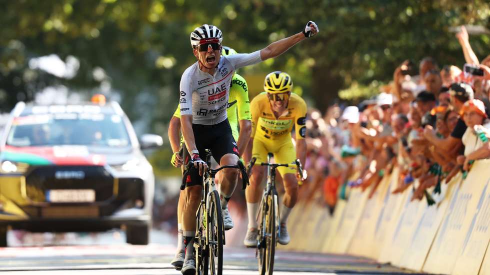 Spanish rider Adrias Pericas of UAE Team Emirates - XRG team wins the 7th stage of the 87th Portugal Cycling Tour cycling race over 153 km, from Vieira do Minho to Termas do Gerês, Terras de Bouro, Portugal, 13 August 2026. NUNO VEIGA/LUSA