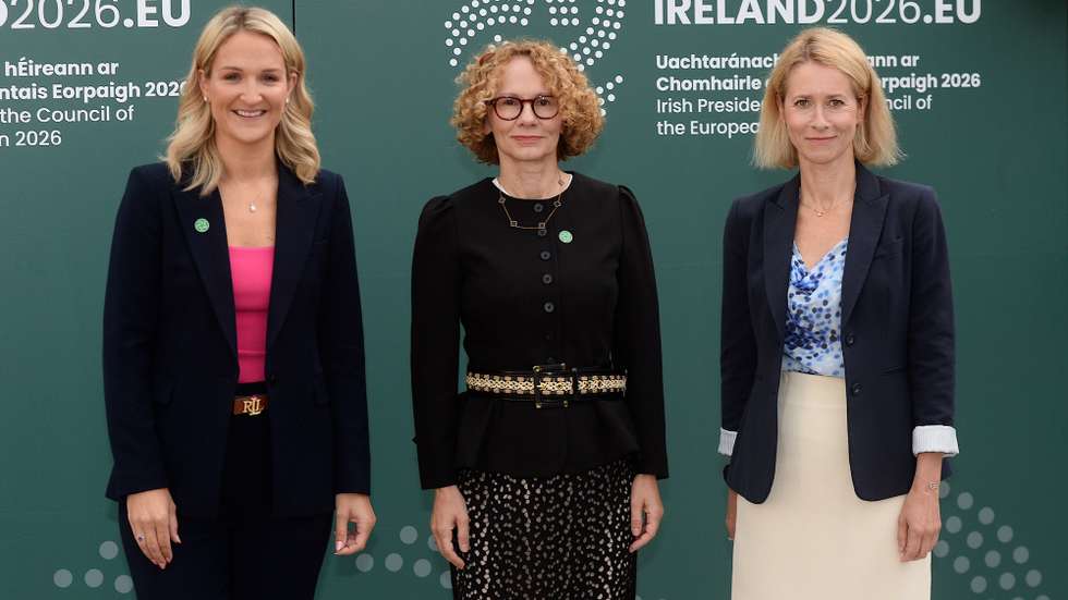 epa13204721 A handout photo made available by Lensman 
of (L-R) Irish Minister for Foreign Affairs Helen McEntee, Deputy Secretary General of NATO Radmila Sekerinska and EU High Representative for Foreign Affairs and Security Policy Kaja Kallas at the Informal meeting of EU Defence Ministers in Druids Glen, Kilmullin, Co Wicklow, Ireland 01 September 2026. Ireland holds the Presidency of the EU for six months until the end of 2026.  EPA/SUSAN KENNEDY/LENSMEN/ HANDOUT HANDOUT EDITORIAL USE ONLY/NO SALES