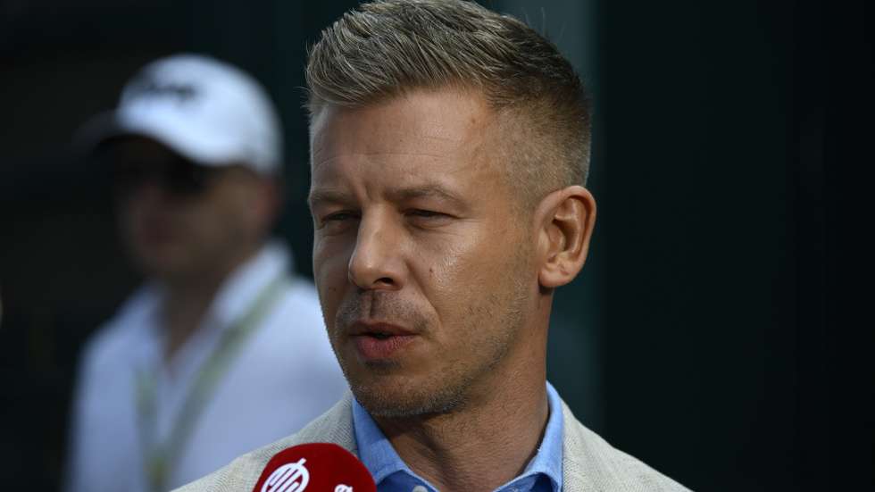 epa13133883 Hungarian Prime Minister Peter Magyar speaks to the media prior to the Formula One Hungarian Grand Prix at the Hungaroring circuit in Mogyorod, Hungary, 26 July 2026.  EPA/Boglarka Bodnar HUNGARY OUT