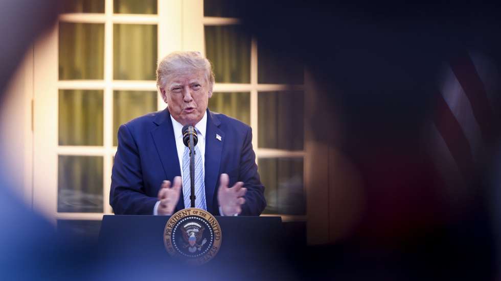 epa13246976 US President Donald Trump speaks to more than 100 hunters and fishermen at a dinner in the Rose Garden of the White House in Washington, DC, USA, 17 September 2026. Trump spoke about lifting restrictions on hunting and fishing on public lands.  EPA/JIM LO SCALZO / POOL