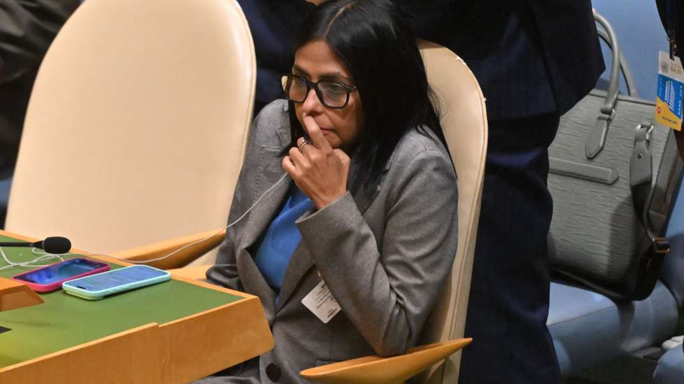 epa13256104 Venezuela's acting president, Delcy Rodriguez, at the opening addresses during the General Debate of the 81st session of the United Nations (UN) General Assembly at the United Nations Headquarters in New York, New York, USA, 22 September 2026.  EPA/MICK TSIKAS  AUSTRALIA AND NEW ZEALAND OUT