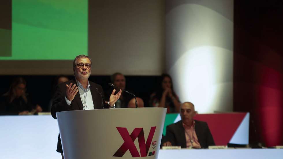O Secretário - Geral da UGT, Mario Mourão, durante a abertura do XV congresso da União Geral dos Trabalhadores (UGT) sob o lema "Juntos por um Futuro mais Justo", Figueira da Foz, 10 de outubro de 2026. PAULO CUNHA/LUSA