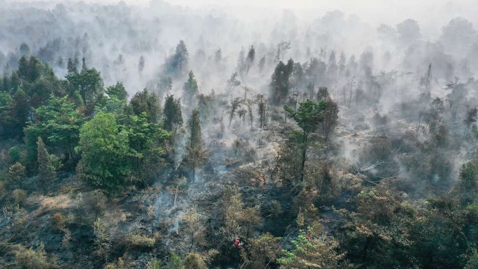 epaselect epa13214340 An aerial view taken with a drone shows smoke billowing from a wildfire-affected area in Ogan Ilir, South Sumatra, Indonesia, 05 September 2026. Indonesian authorities have intensified aerial and ground response operations as El Nino-fueled wildfires across Sumatra and Kalimantan generate toxic transboundary haze, affecting air quality and health across the region, including in neighboring Malaysia, Singapore, and the Philippines.  EPA/MAST IRHAM