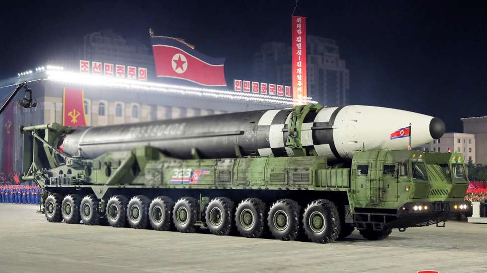 epa08737328 A photo released by the official North Korean Central News Agency (KCNA) shows North Korea's new intercontinental ballistic missile (ICBM) during a military parade at the Kim Il Sung Square during celebrations of the 75th anniversary of the founding of the Workers' Party of Korea (WPK), in Pyongyang, North Korea, 10 October 2020 (issued 12 October 2020).  EPA/KCNA   EDITORIAL USE ONLY