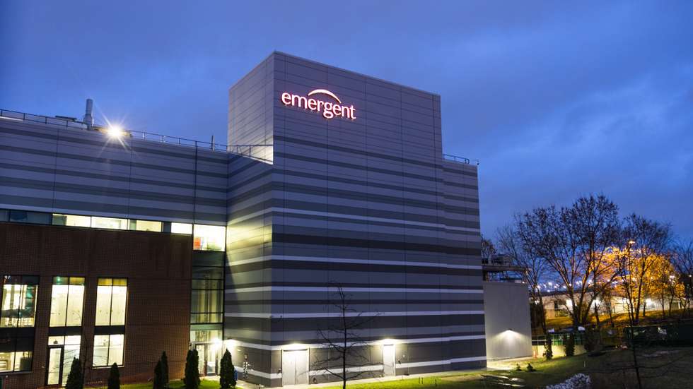 epa09110324 The biopharmaceutical company Emergent Biosolutions, where a mishap spoiled 15 million doses of Johnson &amp; Johnson’s COVID vaccine, in Baltimore, Maryland, USA, 01 April 2021.  EPA/JIM LO SCALZO