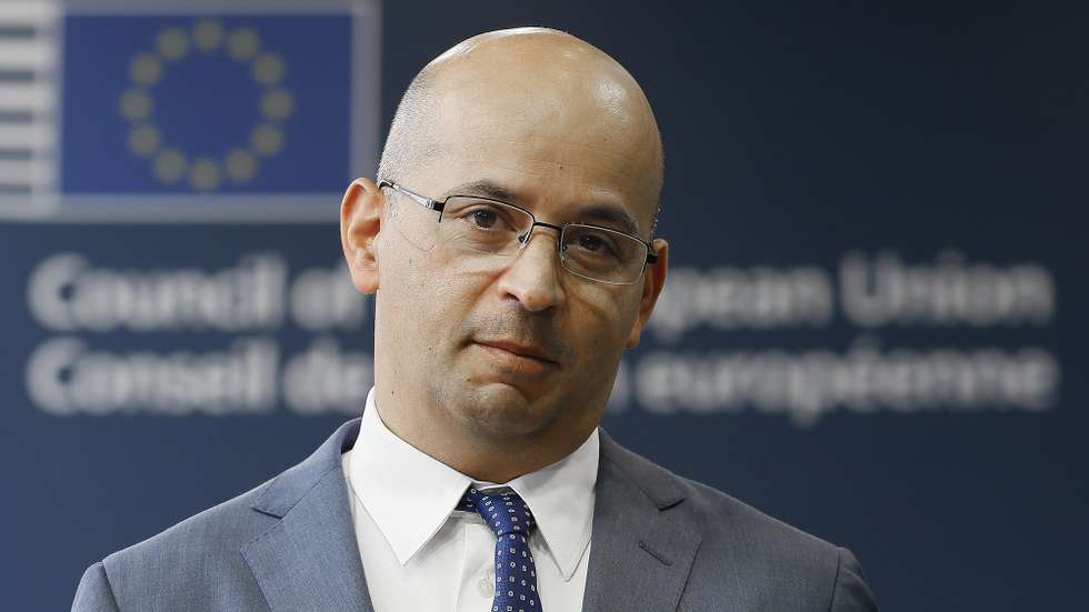 epa09281844 Portuguese Minister of State for Finance Joao Leao makes a statement ahead of the EIB Board of Governors Annual Meeting prior to the Ecofin Council meeting in Luxembourg, 18 June 2021. EU economic and finance ministers will hold debates on the economic recovery in Europe, VAT issues and the state of play of the banking union.  EPA/JULIEN WARNAND / POOL