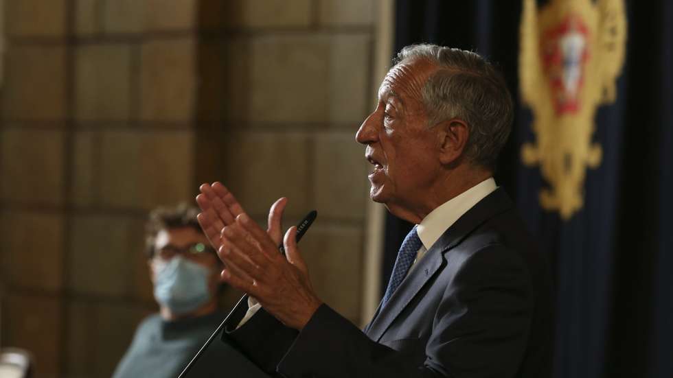 O Presidente da República, Marcelo Rebelo de Sousa, intervém durante o encontro com startups portuguesas participantes no programa “Road to Web Summit”, no Picadeiro Real, Antigo Museu dos Coches, em Lisboa, 21 de outubro de 2021. MANUEL DE ALMEIDA/LUSA