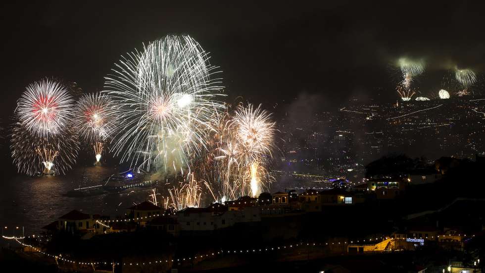 Fireworks illuminate the Funchal bay during the New Year celebrations, in Madeira Island, Portugal, 01 January 2023. HOMEM DE GOUVEIA/LUSA