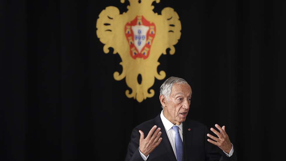 O Presidente da República, Marcelo Rebelo de Sousa, discursa durante o encontro com os jogadores da Seleção Nacional de Andebol em Cadeira de Rodas, no Palácio de Belém, em Lisboa, 18 maio 2023. FILIPE AMORIM/LUSA