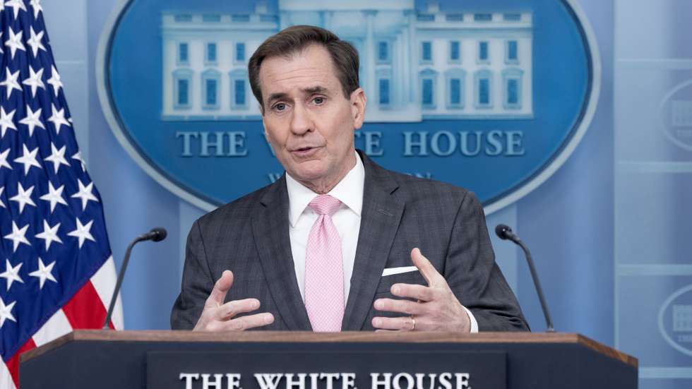 epa11150256 White House National Security Communications Advisor John Kirby participates in a news conference during which he faced questions on Israel and Gaza, in the James Brady Press Briefing Room of the White House in Washington, DC, USA, 13 February 2024.  EPA/MICHAEL REYNOLDS / POOL