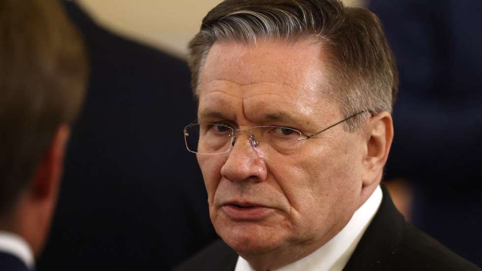 epa11467947 The CEO of the Rosatom State Atomic Energy Corporation, Alexei Likhachev,  attends a meeting of Russian President Putin with Indian Prime Minister Modi at the Kremlin in Moscow, Russia, 09 July 2024. Modi is on his two days official visit to Russia.  EPA/SERGEI ILNITSKY