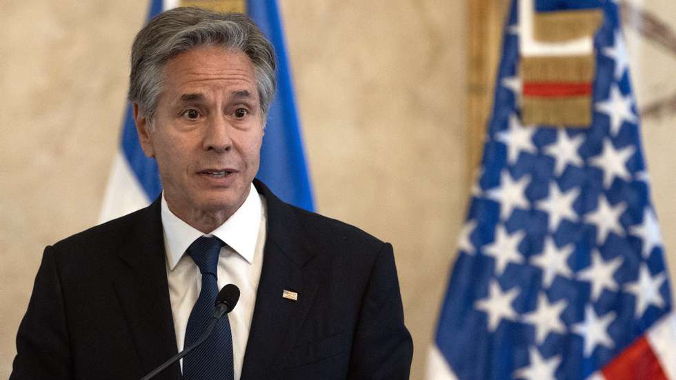 epa11589983 US Secretary of State Anthony Blinken speaks during a news conference after a meeting with the President of Dominican Republic Luis Abinader (out of frame) in the National Palace in Santo Domingo, Dominican Republic, 06 September 2024. Blinken is going to hold encounters with the re-elected president to speak about matters as security and the necessity of normalizing the relations between Santo Domingo and Port-Au-Prince.  EPA/ORLANDO BARRIA