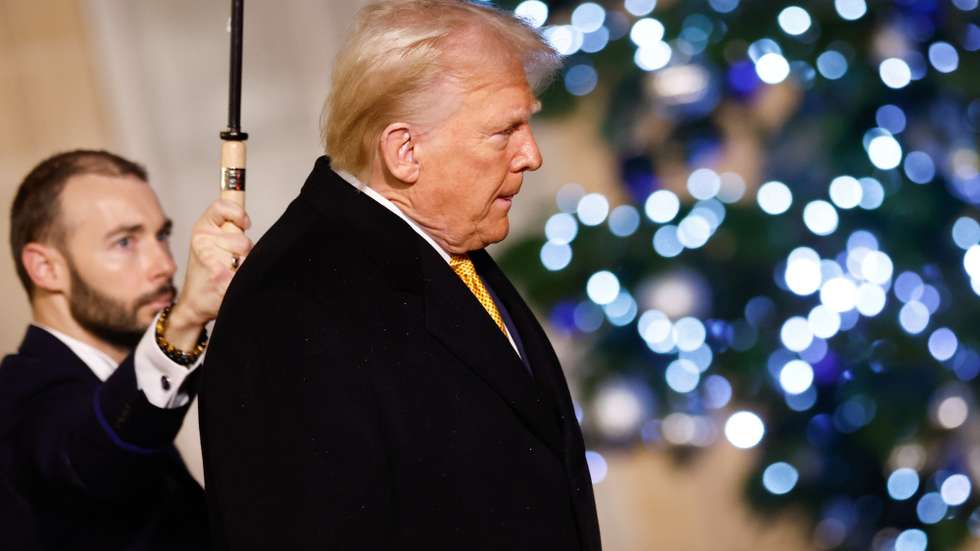 epa11762987 US president-elect Donald J. Trump leaves the Elysee Palace to attend a ceremony for the reopening of the Notre Dame de Paris Cathedral, in Paris, France, 07 December 2024. The Notre-Dame de Paris Cathedral reopens on 07 December after nearly six years of renovation work following its destruction by a fire on 15 April 2019.  EPA/Mohammed Badra