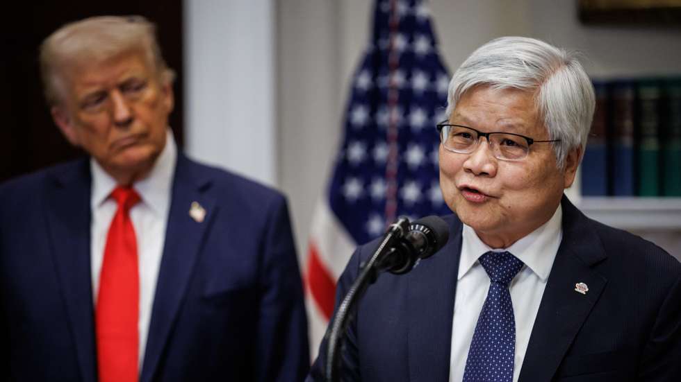 epa11938691 Taiwan Semiconductor Manufacturing Company (TSMC) CEO C. C. Wei speaks alongside US President Donald Trump after he announced a $100 billion US investment by TSMC in the Roosevelt Room of the White House, in Washington, DC, USA, on 03 March 2025 TSMC is the leading manufacturer of high end semiconductor chips in the world.  EPA/Samuel Corum / POOL