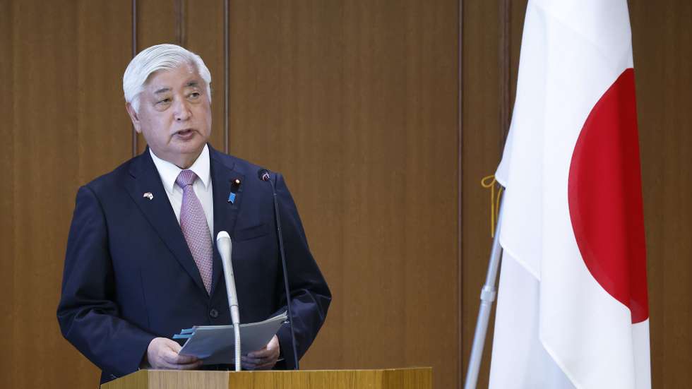 epa11998434 Japan's Defense Minister Gen Nakatani speaks during a joint news conference with US Secretary of Defense Pete Hegseth (not pictured) at the Ministry of Defense in Tokyo, Japan, 30 March 2025.  EPA/KIYOSHI OTA