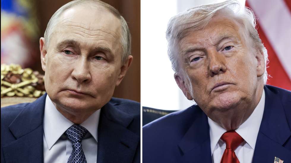 Combo de fotografias dos presidentes da Rússia, Vladimir Putin e dos Estado Unidos da América, Donald Trump. Os dois presidentes vão reunir-se na sexta-feira, 15 de agosto numa cimeira entre os dois países na base Elmendorf-Richardson, a maior instalação militar do Alasca para discutir uma solução de paz para a guerra na Ucrânia. EPA/LUSA