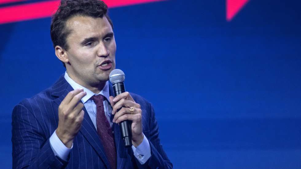 epa10748539 Charlie Kirk, founder of the Turning Point Action, speaks during the Turning Point Action Conference, where former US President and Republican presidential candidate Donald J. Trump (not pictured), is scheduled to delivers remarks, in West Palm Beach, Florida, USA, 15 July 2023. Turning Point Action is a conservative organization founded in 2019, its mission is to embolden the conservative base through grassroots activism and provide voters with resources to elect conservative leaders.  EPA/CRISTOBAL HERRERA-ULASHKEVICH