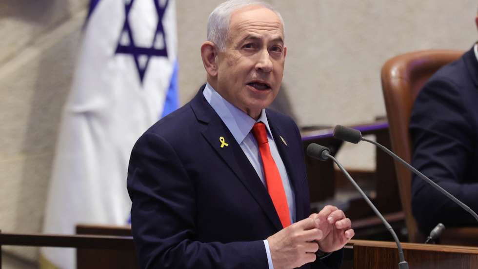 epa12629202 Israeli Prime Minister Benjamin Netanyahu speaks during a debate initiated by the opposition as part of a plenary session in the Knesset, the Israeli parliament, in Jerusalem, 05 January 2026. The title of the debate submitted by the opposition is 'An extremist government that acts contrary to the Zionist majority and harms national cohesion and the fundamental values of the State of Israel'.  EPA/ABIR SULTAN EPA