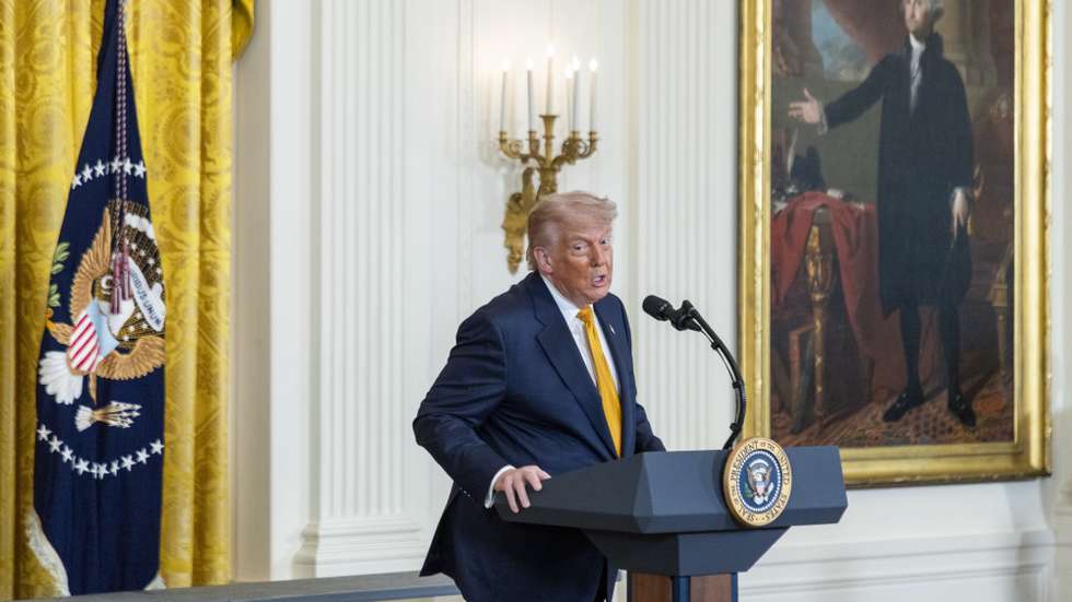 epa12936858 US President Donald Trump delivers remarks during a Military Mother's Day Event in the East Room of the White House. Washington, DC, USA, 06 May 2026.  EPA/SHAWN THEW