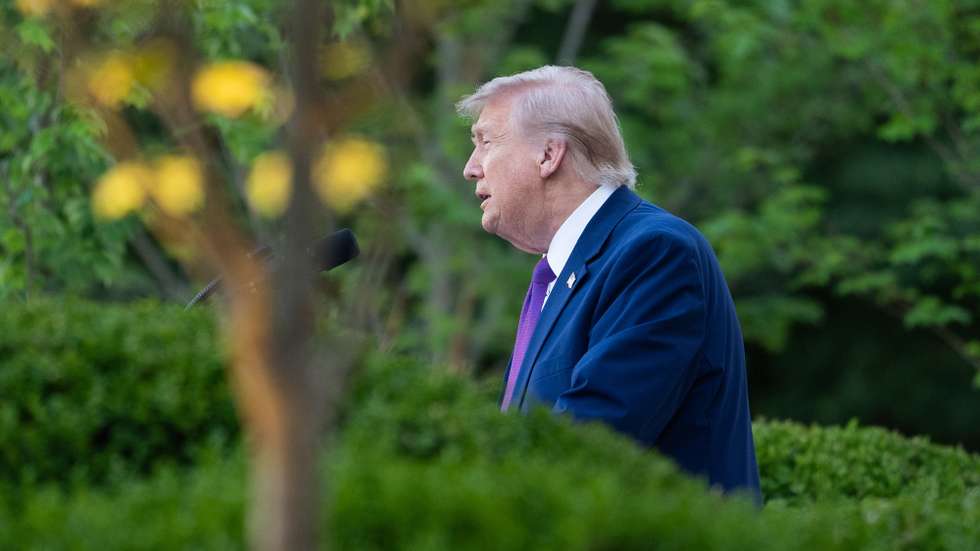 epa12948646 US President Donald Trump delivers remarks during a special dinner for law enforcement leaders in the Rose Garden of the White House in Washington, DC, USA, 11 May 2026.  EPA/AARON SCHWARTZ / POOL