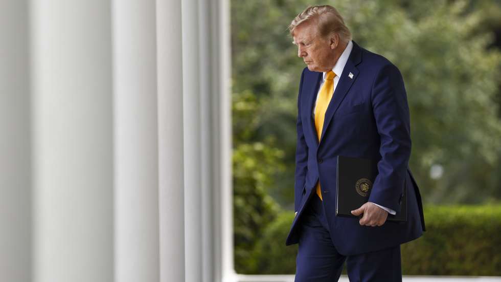 epa13189292 US President Donald Trump arrives to deliver remarks during an education event in the Rose Garden of the White House in Washington, DC, USA, 24 August 2026. President Trump and Secretary of Education McMahon highlighted the administration’s school choice program as the new academic year begins.  EPA/WILL OLIVER / POOL