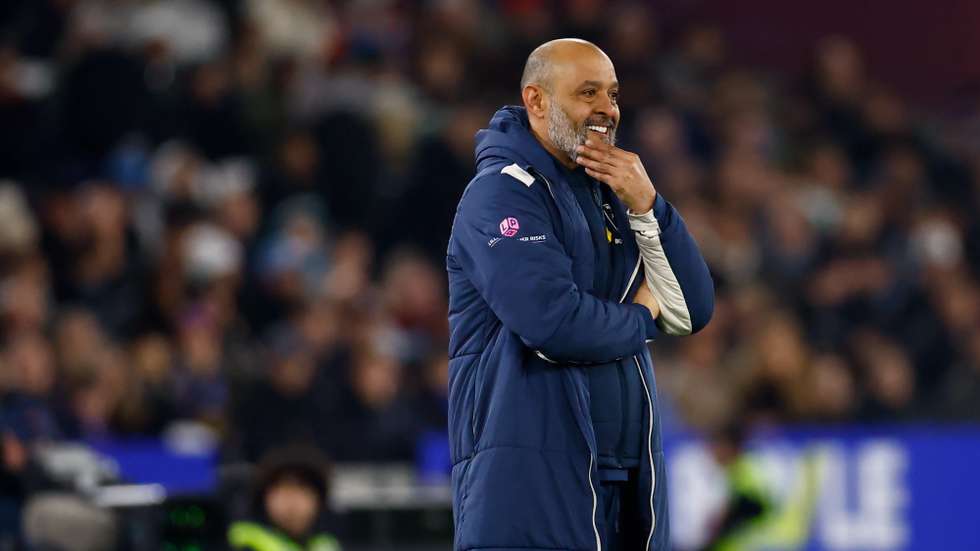 epa12820281 West Ham manager Nuno Espirito Santo looks on during the English Premier League match of West Ham United against Manchester City, in London, Britain, 14 March 2026.  EPA/TOLGA AKMEN EDITORIAL USE ONLY. No use with unauthorized audio, video, data, fixture lists, club/league logos, 'live' services or NFTs. Online in-match use limited to 120 images, no video emulation. No use in betting, games or single club/league/player publications.