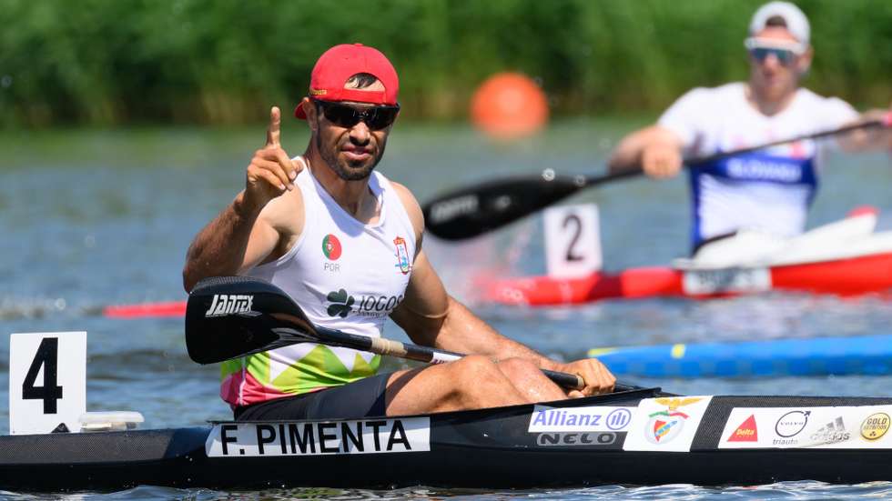 epa11370962 Fernando Pimenta of Portugal competes in the Men's K1 1000m final race at the ICF Canoe Kayak World Cup in Poznan, Poland, 26 May 2021.  EPA/Jakub Kaczmarczyk POLAND OUT