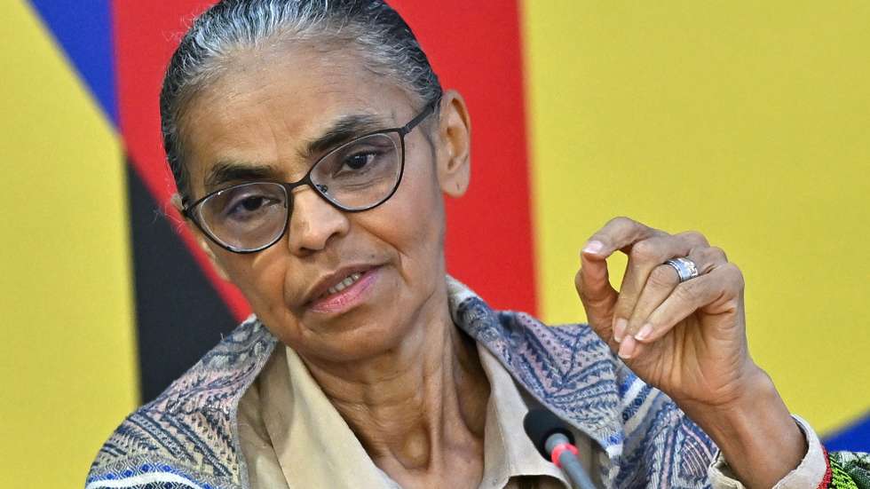 epa12290052 Brazil's Environment Minister Marina Silva speaks at a press conference in Brasilia, Brazil, 08 August 2025. Brazilian President Luiz Inacio Lula da Silva vetoed several parts of a controversial bill recently passed by Congress that would have relaxed environmental permits for infrastructure projects, the government said.  EPA/ANDRE BORGES