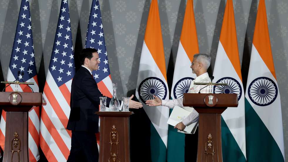 epa12989631 US Secretary of State Marco Rubio (L) and Indian External Affairs Minister Subrahmanyam Jaishankar (R) shake hands after addressing a press conference at Hyderabad House in New Delhi, India, 24 May 2026. Marco Rubio is on a four-day official visit to India, where he will tour several cities and attend the Quadrilateral Security Dialogue (Quad) Foreign Ministers’ meeting in New Delhi.  EPA/RAJAT GUPTA