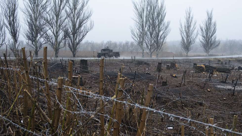 epa11994465 A Ukrainian medical evacuation vehicle transporting wounded soldiers to a medical stabilization point rides past a field with fortification constructions, near the frontline city of Pokrovsk, Donetsk region, eastern Ukraine, 28 March 2025, amid the Russian invasion. These Ukrainian Army facilities are the first point of care for wounded soldiers before they are transferred to hospitals.  EPA/SERGEY SHESTAK