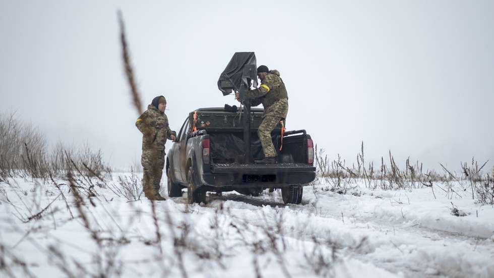 epa12742223 Ukrainian servicemen from an anti-drone mobile fire team prepare to intercept Russian drones at an undisclosed location in the Chernihiv region, northern Ukraine, 14 February 2026 (issued 15 February 2026), amid the Russian invasion.  EPA/ARTEM DERKACHOV