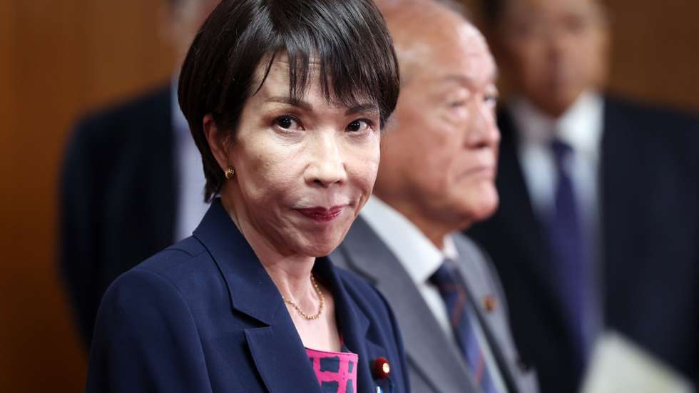 epa12444590 Ruling Liberal Democratic Party's new leader Sanae Takaichi meets the press after her meeting with Tetsuo Saito, Chief Representative of the Komeito party, at the LDP headquarters in Tokyo, Japan, 10 October 2025. Japan's Komeito has decided to leave the coalition with ruling Liberal Democratic Party after 26 years of partnership.  EPA/JIJI PRESS JAPAN OUT EDITORIAL USE ONLY