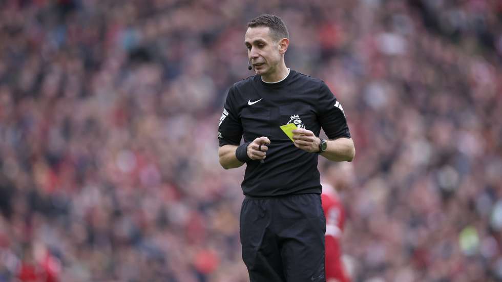 epa11253231 Referee David Coote reacts during the English Premier League match between Liverpool and Brighton &amp; Hove Albion in Liverpool, Britain, 31 March 2024.  EPA/ADAM VAUGHAN EDITORIAL USE ONLY. No use with unauthorized audio, video, data, fixture lists, club/league logos, 'live' services or NFTs. Online in-match use limited to 120 images, no video emulation. No use in betting, games or single club/league/player publications.