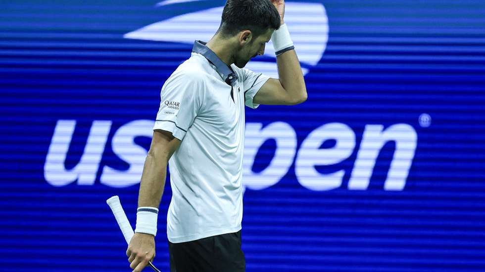 epa13201742 Novak Djokovic of Serbia reacts during his against Mariano Navone of Argentina during the Men's Singles round one of the US Open Tennis Championships at the USTA Billie Jean King National Tennis Center in Flushing Meadows, New York, USA, 30 August 2026. The 2026 US Open tournament runs from 23 August through 13 September.  EPA/BRIAN HIRSCHFELD