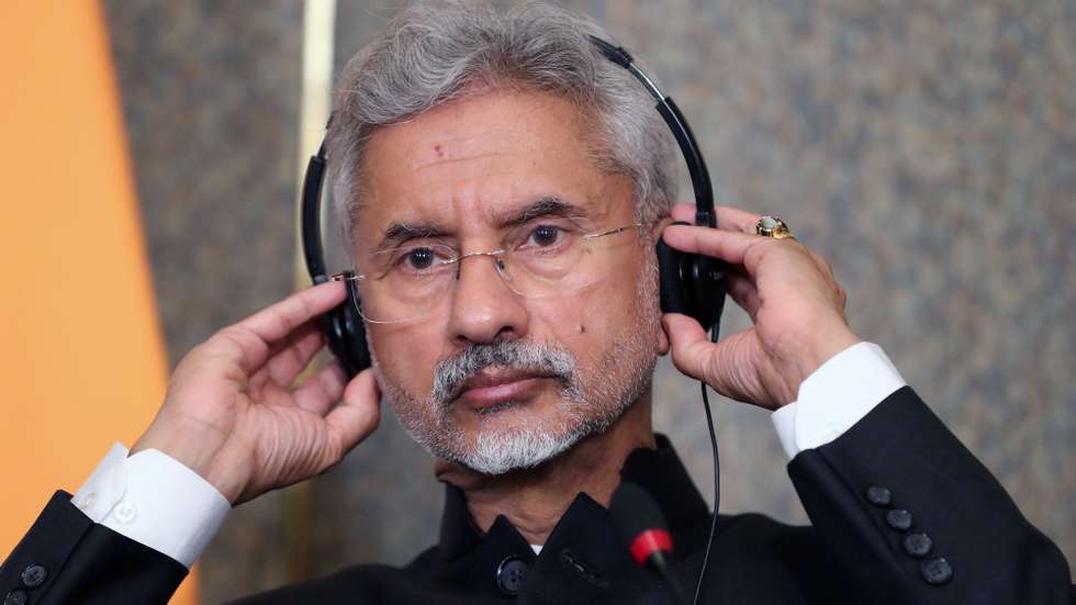 epa10244969 Indian External Affairs Minister Dr. Subrahmanyam Jaishankar during a press conference with his Egyptian counterpart Sameh Shoukry (not pictured) at the Ministry of Foreign Affairs in Cairo, Egypt, 15 October 2022.  EPA/KHALED ELFIQI