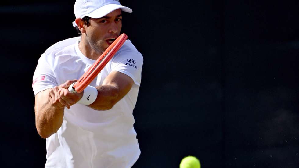 epa12215835 Nuno Borges of Portugal in action during the Men's 3rd round match against Karen Khachanov of Russia at the Wimbledon Championships, Wimbledon, Britain, 04 July 2025.  EPA/DANIEL HAMBURY  EDITORIAL USE ONLY