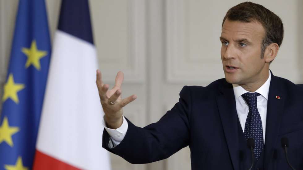 epa08702202 French President Emmanuel Macron speaks during a press conference on the situation in Lebanon, in Paris, France, 27 September 2020. Lebanon’s prime minister-designate Moustapha Adib resigned 26 September amid a political impasse over government formation, dealing a blow to French President Emmanuel Macron’s efforts to break a dangerous stalemate in the crisis-hit country.  EPA/Lewis Joly / POOL POOL IMAGE MAXPPP OUT