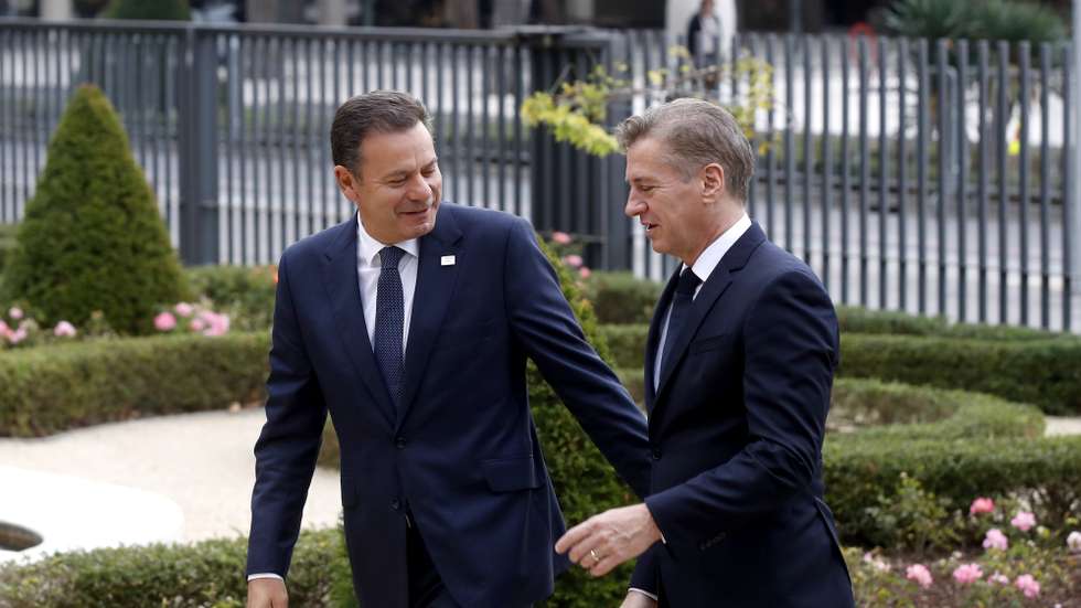 epa12466917 Slovenia's Prime Minister Robert Golob (R) welcomes Portugal's Prime Minister Luis Montenegro (L) during the MED9 Leaders' Summit at Kempinski Palace, in Portoroz, Slovenia, 20 October 2025. Slovenia is hosting the MED9 leaders, who are joined by the King of Jordan and the President of the European Commission, to discuss European competitiveness and the situation in the Middle East.  EPA/ANTONIO BAT