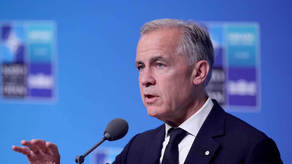 epa13096934 Canadian Prime Minister Mark Carney speaks to the media upon his arrival at the 2026 NATO Summit in Ankara, Turkey, 08 July 2026. The NATO Summit takes place from 07-08 July.  EPA/NECATI SAVAS