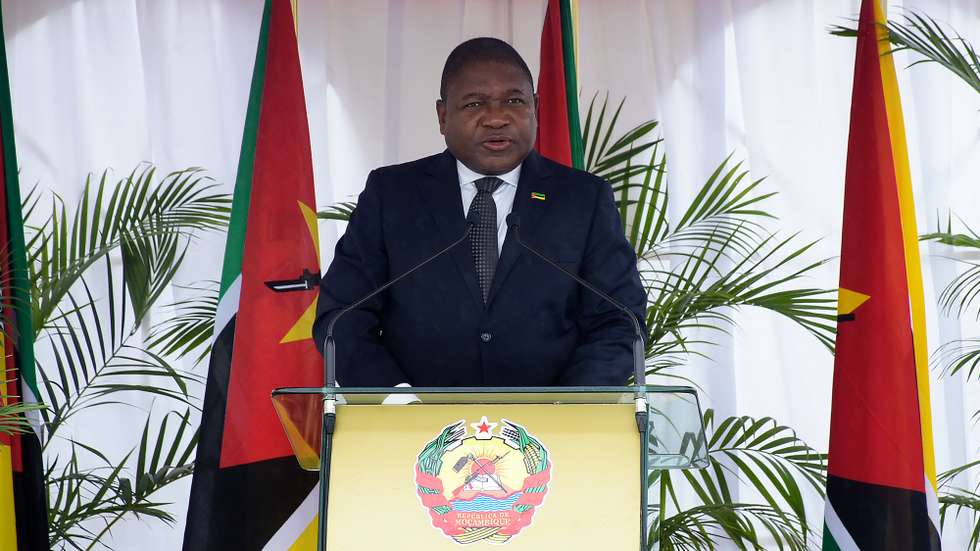 O Presidente da República de Moçambique, Filipe Nyusi, discursa durante as cerimónias de comemoração do Dia dos Heróis Nacionais, em Maputo, Moçambique, 03 de fevereiro 2021. PRESIDÊNCIA DA REPÚBLICA DE MOÇAMBIQUE/LUSA