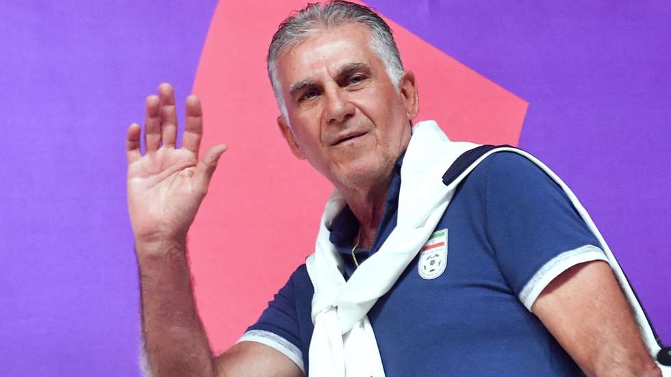 epa10334024 Iran national team head coach Carlos Queiroz arrives for a press conference at the Qatar National Convention Center (QNCC) in Doha, Qatar, 28 November 2022.  EPA/GEORGI LICOVSKI