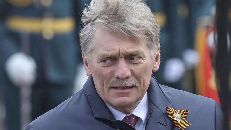 epa09935519 Kremlin spokesman Dmitry Peskov during the Victory Day military parade on the Red Square in Moscow, Russia, 09 May 2022. Russia marks Victory Day, Nazi Germany's unconditional surrender in World War II, with the annual parade in Moscow's Red Square on 09 May, after more than two months of attacks on Ukraine.  EPA/MAXIM SHIPENKOV