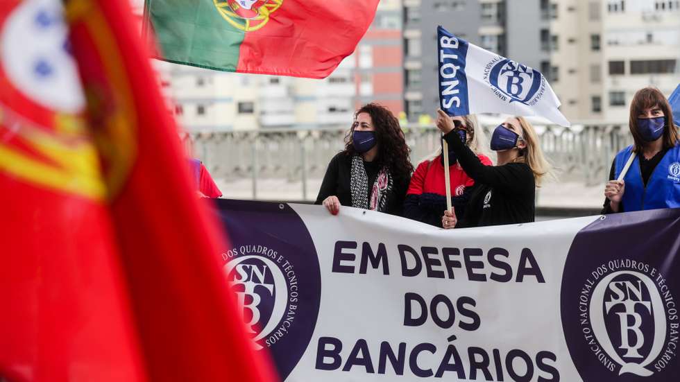 Manifestação de trabalhadores do Santander