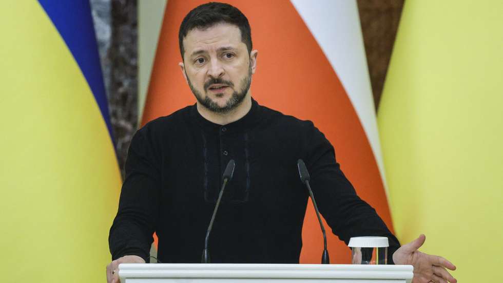 epa11979111 Ukrainian President Volodymyr Zelensky attends a joint press conference with his Czech counterpart Pavel after their meeting in Kyiv, Ukraine, 21 March 2025. The Czech president is on an official visit to Ukraine amid the Russian invasion.  EPA/SERGEY DOLZHENKO